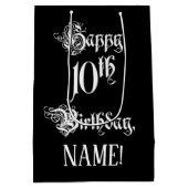 Sac Cadeau Moyen 10e anniversaire : Fancy, Elegant Script + Nom per (Dos)