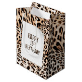 Sac Cadeau Moyen 11e Anniversaire Léopard Fourrure Imprimer Sac-Cad (Devant Angle)
