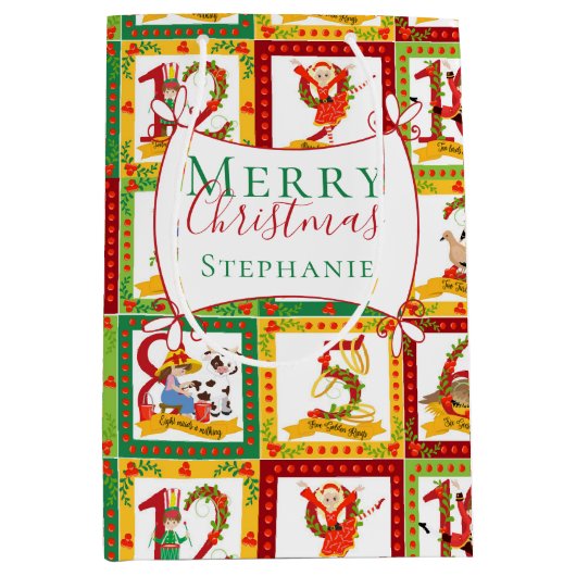 Sac Cadeau Moyen 12 Jours de Noël (Devant)