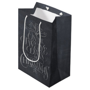Sac Cadeau Moyen 12 jours élégants de la calligraphie de craie de