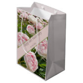 Sac Cadeau Moyen 12e anniversaire du Mariage, fleur de pivoine (Dos Angle)