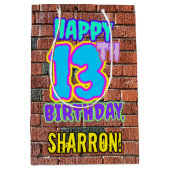 Sac Cadeau Moyen 13e anniversaire : Amusant, Graffiti urbain inspir (Devant)