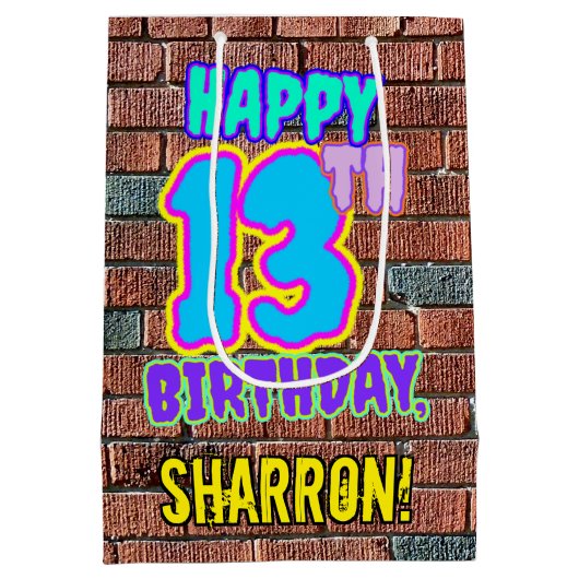 Sac Cadeau Moyen 13e anniversaire : Amusant, Graffiti urbain inspir (Dos)