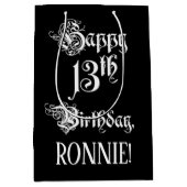 Sac Cadeau Moyen 13e anniversaire : Fancy, Elegant Script + Nom per (Devant)