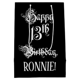 Sac Cadeau Moyen 13e anniversaire : Script élégant et élégant +