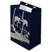 Sac Cadeau Moyen 14e anniversaire de Mariage Opals & Elephants Mari (Devant Angle)
