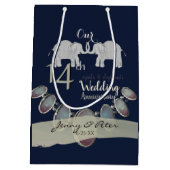 Sac Cadeau Moyen 14e anniversaire de Mariage Opals & Elephants Mari (Dos)