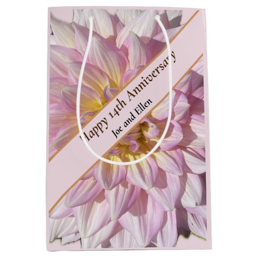 Sac Cadeau Moyen 14e anniversaire du Mariage, (Devant)