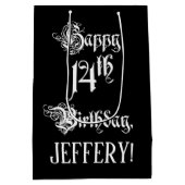 Sac Cadeau Moyen 14e anniversaire : Fancy, Elegant Script + Nom per (Dos)