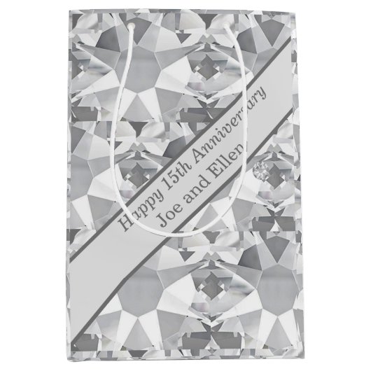 Sac Cadeau Moyen 15e anniversaire du Mariage, Cristal (Devant)