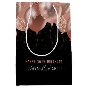 Sac Cadeau Moyen 16e anniversaire Ballons roses