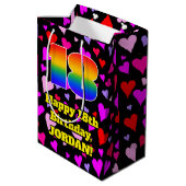 Sac Cadeau Moyen 18e anniversaire : Amour Hearts Motif, Arc-en-ciel (Dos Angle)
