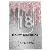 Sac Cadeau Moyen 18e anniversaire argent gouttes de parties scintil (Dos)