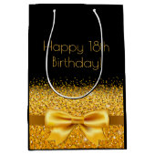 Sac Cadeau Moyen 18e anniversaire noir or arc scintillant (Devant)