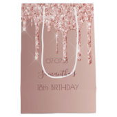 Sac Cadeau Moyen 18e anniversaire rose gouttes d'or (Dos)