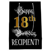 Sac Cadeau Moyen 18e anniversaire ~ Script fantaisie; Faux Gold Loo (Dos)