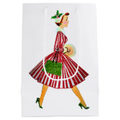 Sac Cadeau Moyen 1950 Noël Dame Vintage   (Dos)