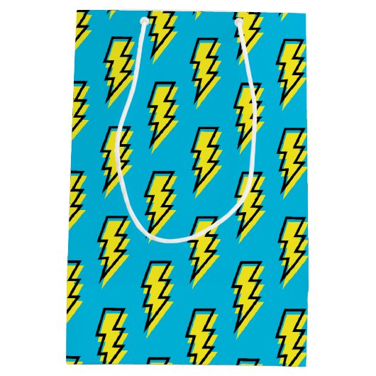 Sac Cadeau Moyen 1980/1990 Neon Blue Yellow Lightning Motif (Dos)