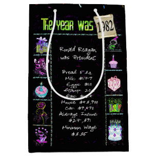 Sac Cadeau Moyen 1982 Anniversaire Trivia Fun Fact
