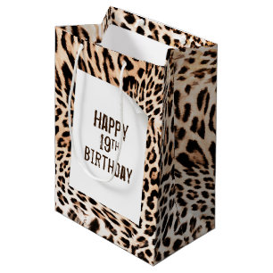 Sac Cadeau Moyen 19e Anniversaire Léopard Fourrure Imprimer Sac-Cad