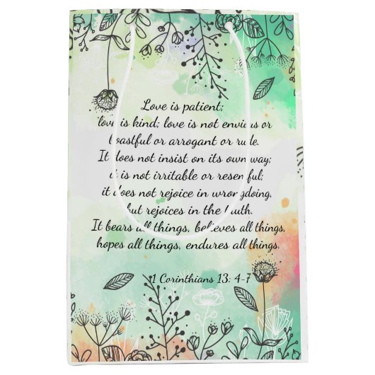 Sac Cadeau Moyen 1 Corinthiens 13: 4-7 (Devant)