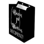 Sac Cadeau Moyen 1er anniversaire : fantaisie, élégant script + Nom (Dos Angle)