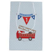 Sac Cadeau Moyen 1er anniversaire petit-fils, camion à feu (Dos)