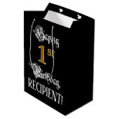 Sac Cadeau Moyen 1er Anniversaire ~ Script fantaisie; Faux Gold Loo (Dos Angle)