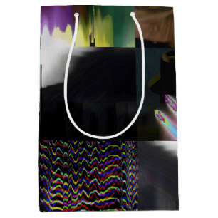 Sac Cadeau Moyen 1FB1F9F4 Mosaïque abstraite d'art glitch Cyberpunk