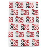 Sac Cadeau Moyen 2025 Graduation Rouge et Noir (Devant)