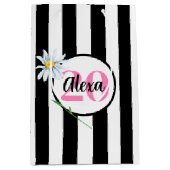 Sac Cadeau Moyen 20e anniversaire Stripes noir et blanc (Devant)