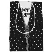 Sac Cadeau Moyen 20e anniversaire Zipper en Pois (Devant)