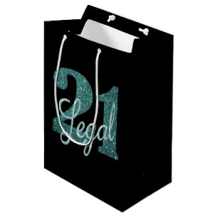 Sac Cadeau Moyen 21 et juridique Green Faux Parties scintillant 2