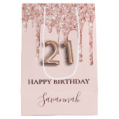 Sac Cadeau Moyen 21e anniversaire blush rose parties scintillant ro (Dos)