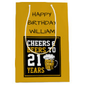 Sac Cadeau Moyen 21e anniversaire Cheers & Bières à 21 ans (Devant)