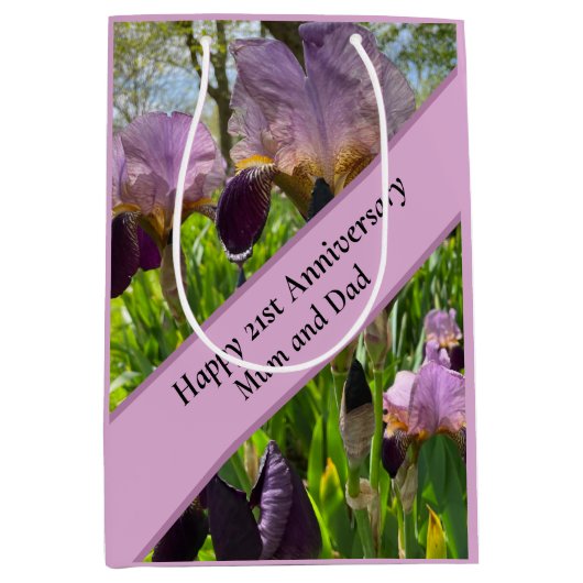 Sac Cadeau Moyen 21e anniversaire du Mariage (Devant)