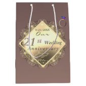 Sac Cadeau Moyen 21e anniversaire du Mariage laiton et olite   (Devant)