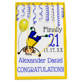 Sac Cadeau Moyen 21e anniversaire Fête ou Personnaliser (Devant)