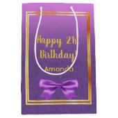 Sac Cadeau Moyen 21e anniversaire rose violet nom de la parties sci (Devant)