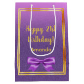 Sac Cadeau Moyen 21e anniversaire rose violet nom de la parties sci (Dos)