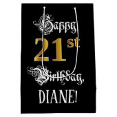 Sac Cadeau Moyen 21e anniversaire ~ Script fantaisie; Faux Gold Loo (Dos)
