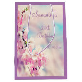 Sac Cadeau Moyen 21ème fête d'anniversaire de belle fleur (Devant)