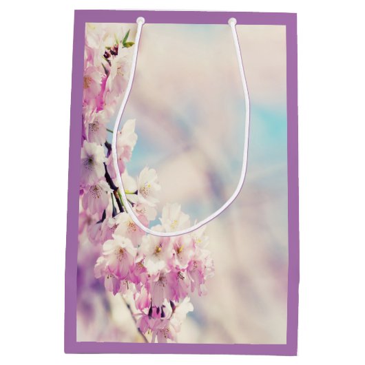 Sac Cadeau Moyen 21ème fête d'anniversaire de belle fleur (Dos)