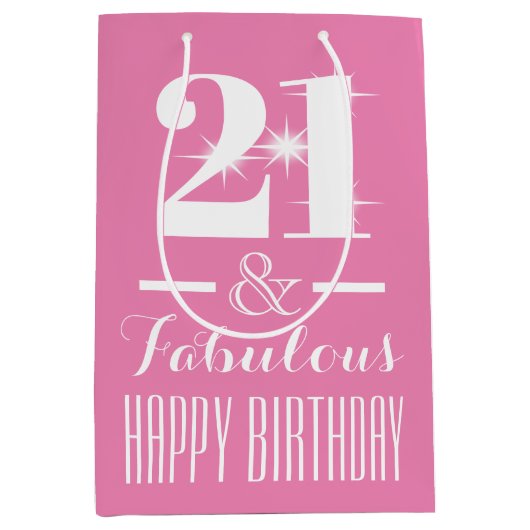 Sac Cadeau Moyen 21ème Premier rose vingt en pastel (Devant)