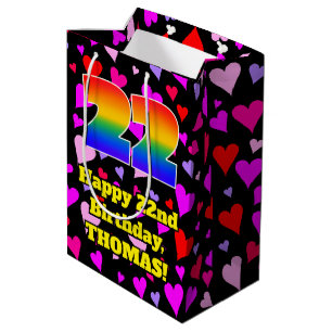 Sac Cadeau Moyen 22e anniversaire : Loving Hearts Motif, Arc-en-cie