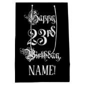 Sac Cadeau Moyen 23rd Birthday: Fancy, Elegant Script + Custom Nom (Dos)