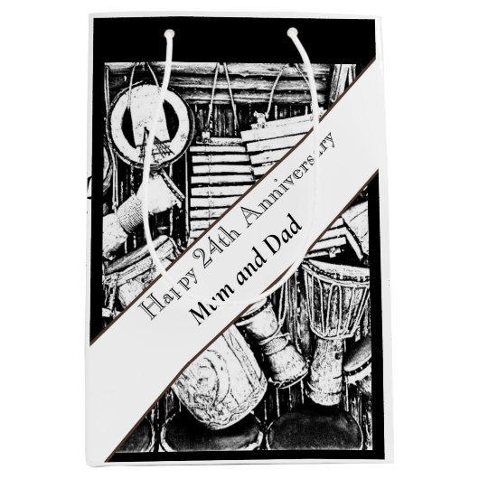 Sac Cadeau Moyen 24e anniversaire modifiable (Devant)