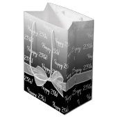 Sac Cadeau Moyen 25e anniversaire de Gradient avec Bow blanc (Devant Angle)