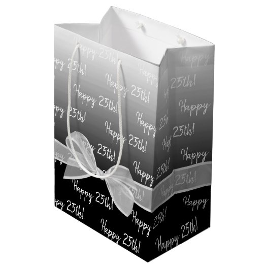 Sac Cadeau Moyen 25e anniversaire de Gradient avec Bow blanc (Dos Angle)