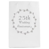 Sac Cadeau Moyen 25e anniversaire du Mariage d'argent Ivy Wreath (Devant)